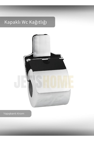 Jet's Home Paslanmaz Kapaklı Tuvalet Kağıdı Askılığı Wc Kağıtlık Tutucu Krom Krom