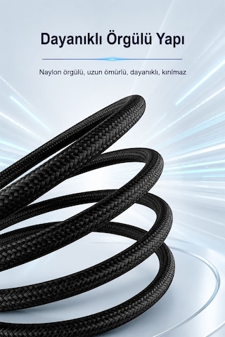 Type-c - 3.5mm Aux Ses Kablosu 1 Metre, Dac Çipli Dijital Audio Dönüştürücü, Telefon Araç Hoparlör Uyumlu, 90db Parazitsiz, Metal Gövde, Kalın Naylon Örgü A557c