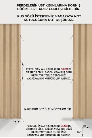 Balkon Perdesi, Balkon Brandası, Korniş Düğmeli, Bağcıklı Hazır.