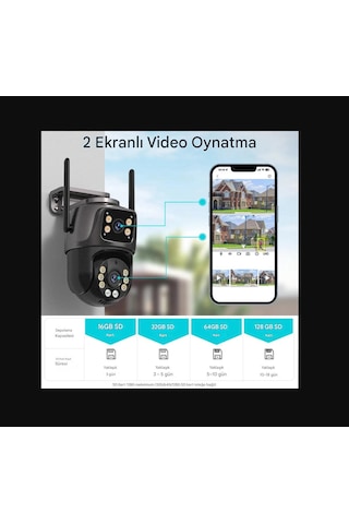 4k 8mp Hd Wifi Ptz Kamera 4mp Çift Lens Çift Ekran
