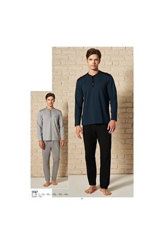 Pijadore Erkek Siyah Viskon Uzun Kollu Pijama Takımı 1747 Siyah