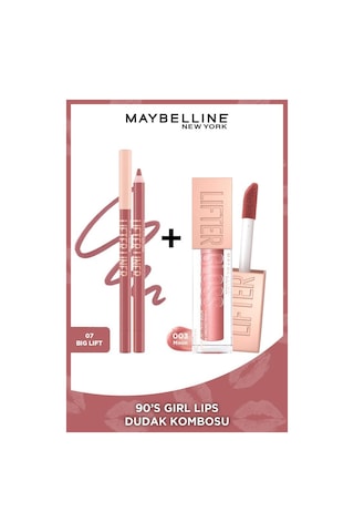 Maybelline New York 90'S Girl Lips Lifter Liner 07 Big Lift + Lifter Gloss 003 Moon