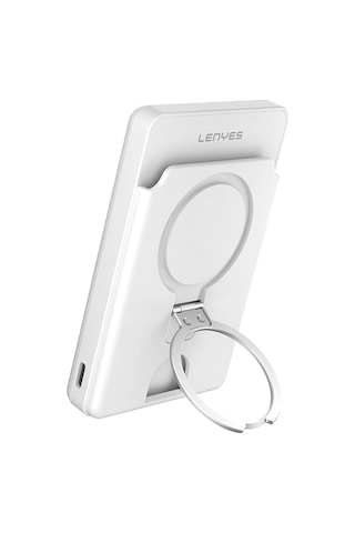Lenyes Pw0006d Pd 20w Hızlı Şarj Özellikli Kartlıklı Standlı Wireless Powerbank 15w 5000mah Beyaz
