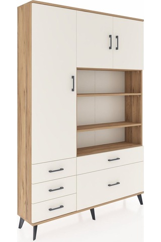 Arges Dolap 9 Raflı 5 Çekmeceli 3 Kapaklı 132x30x195 Çam-ayta... Çam