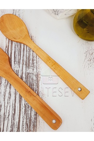 Ahşap Tahta Mutfak Kaşık Seti 2 Parça Kayın Şimşir Ağacı 2-3