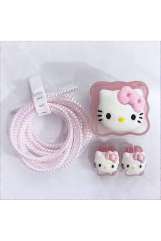 Iphone 18w/20w Uyumlu Şarj Kablosu Ucu Ve Şarj Başlığı Kılıfı Hello Kitty