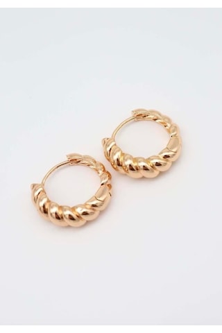 Shesra Vıp Seri Gold Renk Burgu Çelik Küpe 22mm - Gold