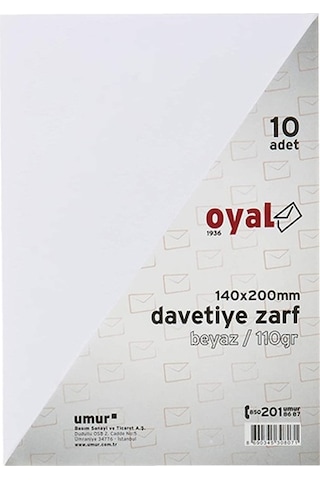 Oyal Davetiye Zarfı 110 Gr 14x20 Cm Beyaz 10'lu Paket