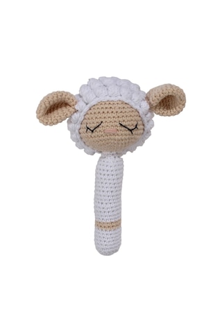 Amigurumi Sevimli Beyaz Kuzu Çıngıraklı Organik Oyuncak Çok Renkli