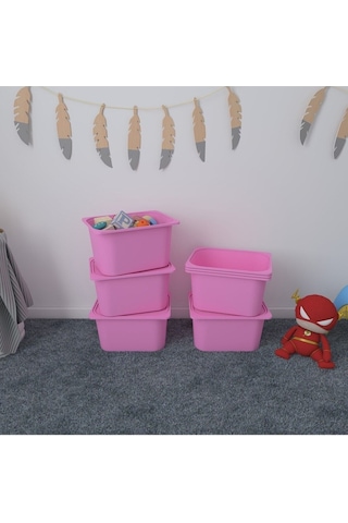 Pratico 3 Adet Pembe Derin Kapaklı Oyuncak Sepeti 3ds3k Pembe