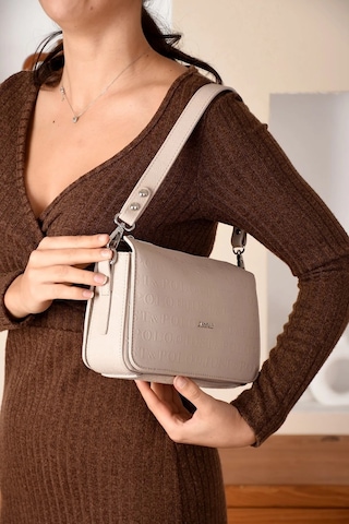 Just Polo Kadın Kabartma Baskılı El Ve Omuz Çantası Shopper Ekru