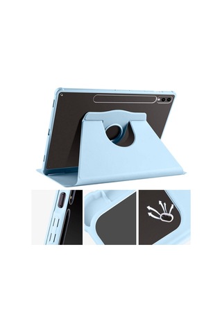 Galaxy Uyumlu Tab S9   Plus Kılıf Termik Kalem Bölmeli Dönebilen Standlı Kılıf