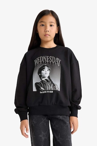Defacto Kız Çocuk Wednesday Oversize Geniş Kalıp Bisiklet Yaka Sweatshirt G0440a825aubk81 Siyah