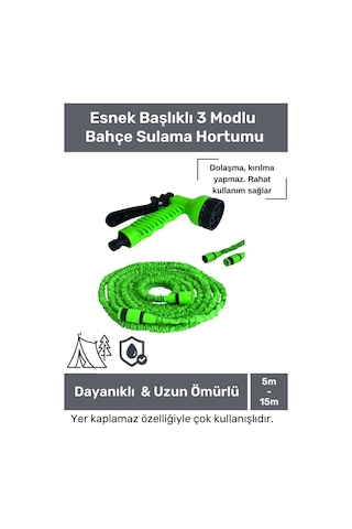 Dayanıklı Kırılmaz 3 Modlu Uzayan Bahçe Sulama Araç Yıkama Hortumu 5 /15 Metre