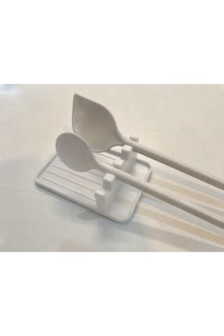 3d Baskı Çoklu Kaşık Ve Kepçe Dinlendirme Standı Damlama Tepsili Mutfak Düzenleyici Beyaz