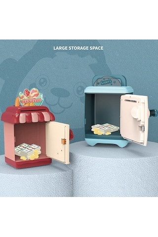 Tongxida Çocuklar Çok İşlevli Kendiliğinden Yuvarlanan Madeni Para Kumbarası Karikatür Kasa, Renk: Pembe - Şifre Parmak İzi, F