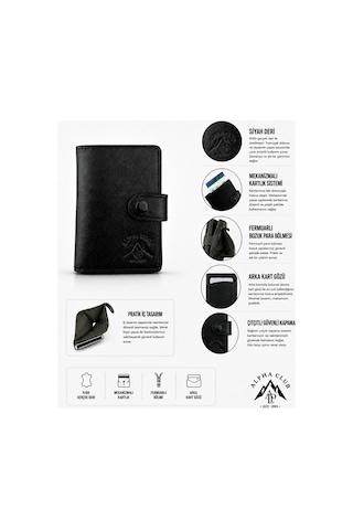 Alphaclub Bag Erkek Hakiki Deri Siyah Cüzdan Ve Kartlık