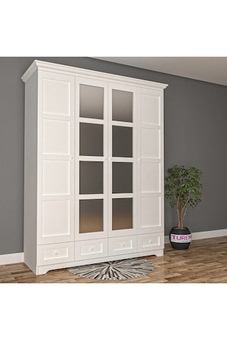 Otantik 4 Kapılı Gardırop Mdf Sis Gri