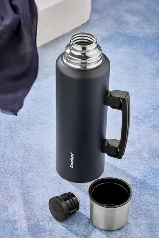 Cooker 1,5 Litre Kulplu Çelik Termos Ckr-2085 Siyah