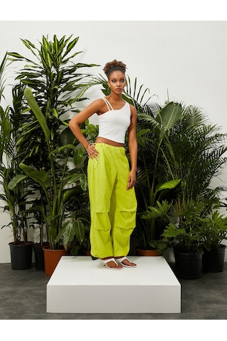 Koton Crop Fitilli Atlet Asimetrik Yaka Ekru 3sal30065ık 3SAL30065IK010