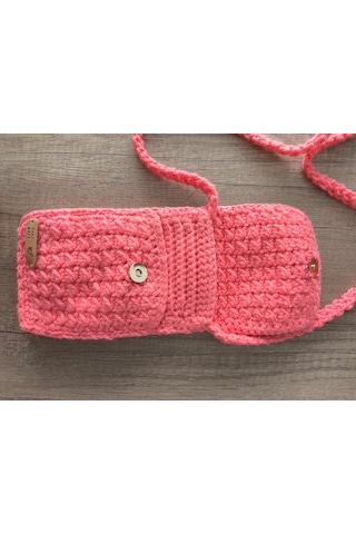 Cüzdan Telefon Çantası El Yapımı Pembe