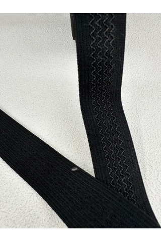 2.5 Cm Zigzaglı Model Örme Lastik-siyah-5 Metre
