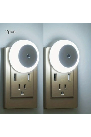 Maxaccess 1/2 Adet Otomatik Sensörlü Dokunmatik Gece Lambası, Amerikan Priz, Beyaz Işık, 2'li Set