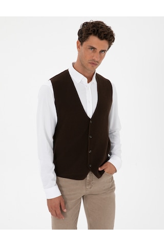 Pierre Cardin Erkek Koyu Kahverengi Yelek Triko 50317313-vr084 Koyu Kahverengi