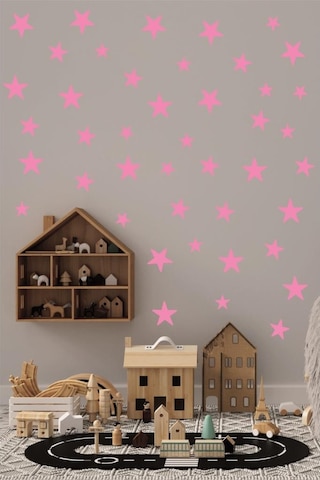 Yıldız Duvar Sticker 3-4-5Cm 100 Adet Pembe