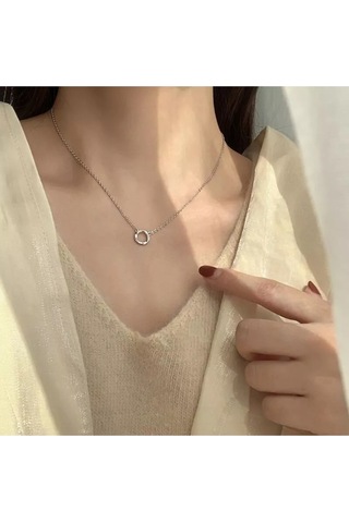 925ayar Gümüş Zirkon Taşlarla Süslenmiş Geometrik Kolye