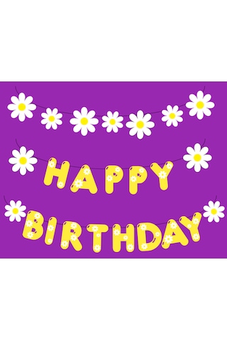 25 Parça Papatya Daisy Konsept Temalı Happy Birthday İyiki Doğdun
