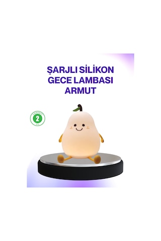 Şarjlı Armut Masa Lambası Renk Değiştiren Led Gece Işığı Çok Renkli