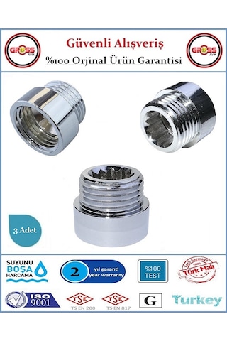 1/2'' Musluk Uzatması - 1.5cm - Paslanmaz Çelik - 3 Adet