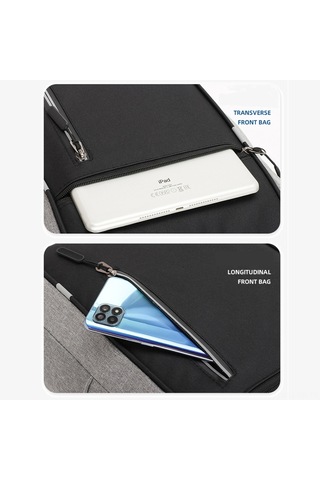 Vkemall Usb Şarjlı 16" Bilgisayar Sırt Çantası + Askılı Çanta + El Çantası Gri 3'lü Set: İş Ve Seyahat İçin Dayanıklı, Çok Amaçlı Depolama Gri