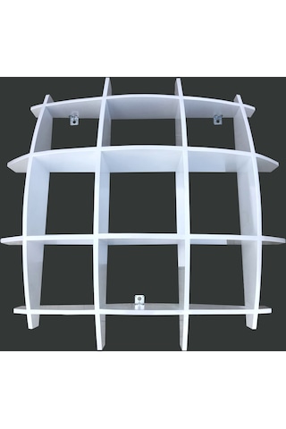 Kitaplık Uzay Tarz Duvar Monte Kayın Parlak Beyaz