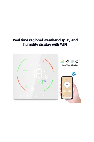 Monyee Tuya Wifi Akıllı Termostat: Tam Dokunmatik Kontrol, Çocuk Kilidi, 16a Elektrikli Isıtma, Ntc Sensör, Programlanabilir Modlar - Beyaz