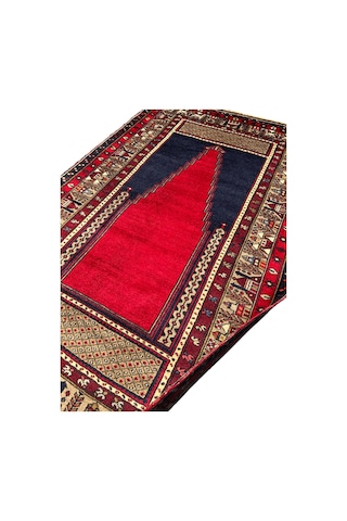 El Dokuma Sıfır Seccade 138x224 Kök Boya Adana Yörük Halısı Kırmızı