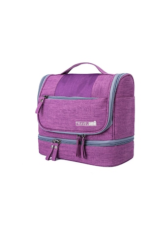 Taşınabilir Tuvalet Çantası Seyahat Kozmetik Çantası Büyük Kapasiteli Su Geçirmez Mor