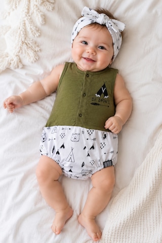 Babyhola Raccoon Pamuklu Saç Bantlı Kız Bebek Jile Badi 86633 Haki