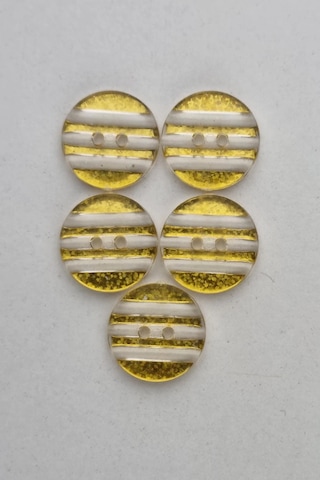 Akrilik Yuvarlak Şeffaf Altın Çizgili Hırka Çeket Yelek Düğmesi 5 Adet