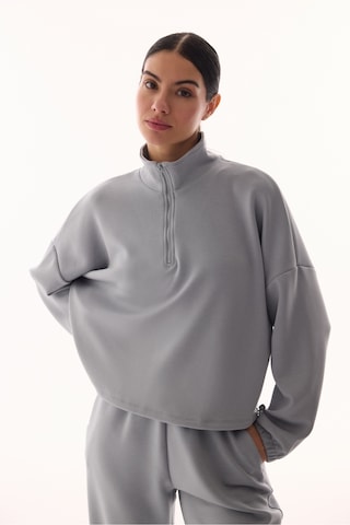 Penti Gri Silky Touch Dik Yaka Fermuarlı Crop Sweatshirt