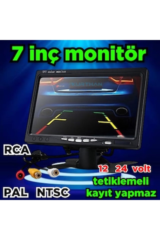 Pal Ntsc 7'' Araç Ekran Kayıt Yapmaz Usb Aux Girişi Yoktur 12 24v