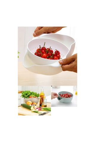 Buffer Çok Amaçlı 360 Derece Dönebilir Pratik Hazneli Mutfak Süzg