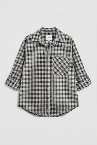 Itsbasic Kadın Siyah Beyaz S6 Ekose-27 Oversize Koton Gömlek