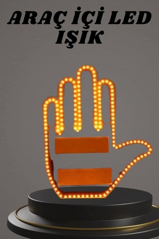 El Orta Parmak Led Kumandalı Araç İçi Reflektör Arka Cam El Simgesi Çok Renkli