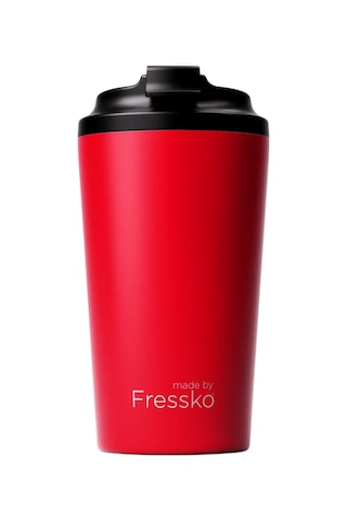 Made By Fressko Grande Boy Paslanmaz Çelik Çift Duvar Yeniden Kullanılabilir Kahve Bardağı, Termos, Yalıtımlı Termal Kupa, 475 Ml Chilli - Kırmızı