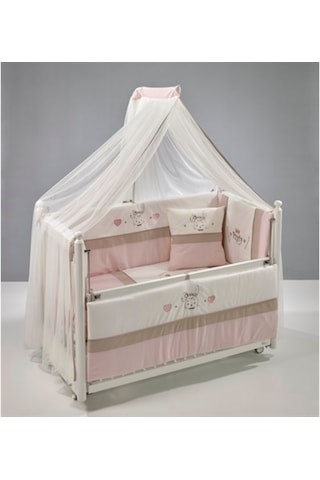 Meltem Kids Pretty Nakışlı Pamuklu Bebek Uyku Seti 60 x 120 CM Pembe