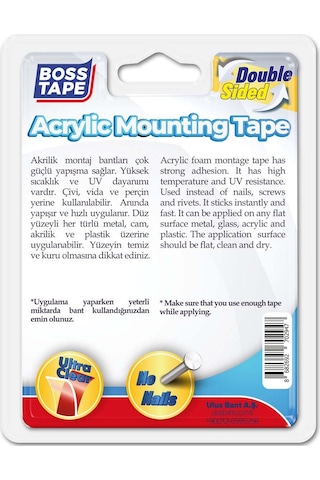 Şeffaf Çift Taraflı Akrilik Montaj Bandı-24 MM/2mt