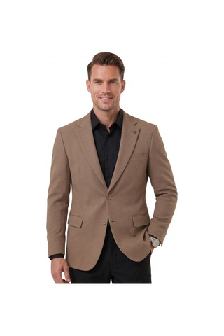 Deepsea Erkek Kahve Dokulu Desenli İtalyan Kesim Blazer Ceket Slim Fit Çift Düğme Ceket 2600817 Kahverengi