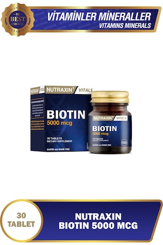 Nutraxin Biotin 5000 Mcg 30 Tablet Saç ve Tırnak Vitamini